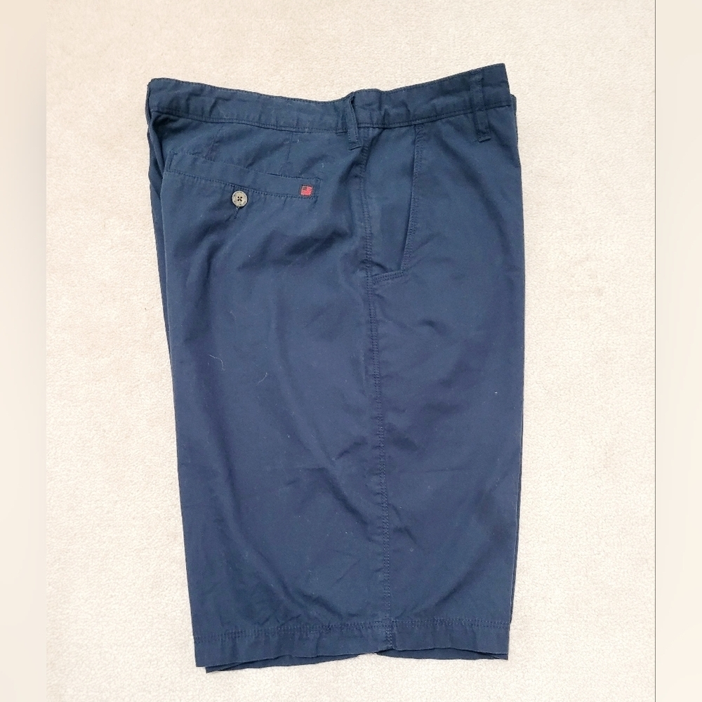 Woolrich Navy Blue 100% Cotton Flat Front Casual Shorts Mens Size 36